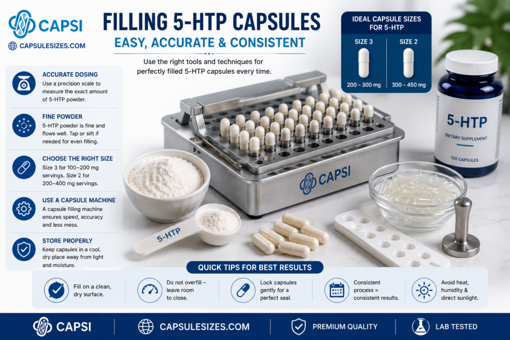Filling 5-HTP capsules with a capsule machine