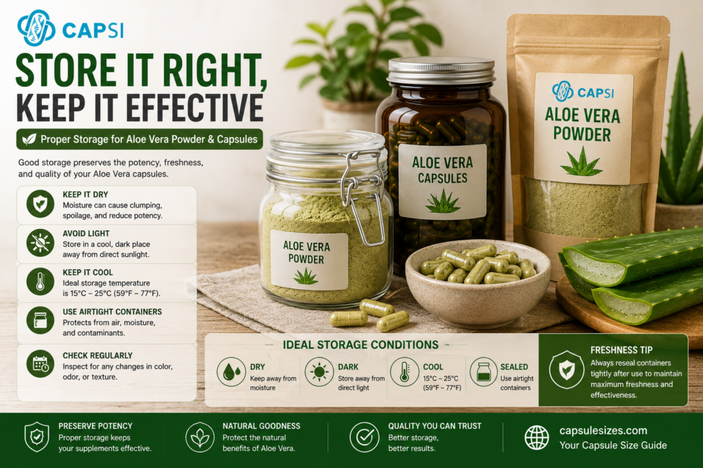 How to store aloe vera capsules and powder properly