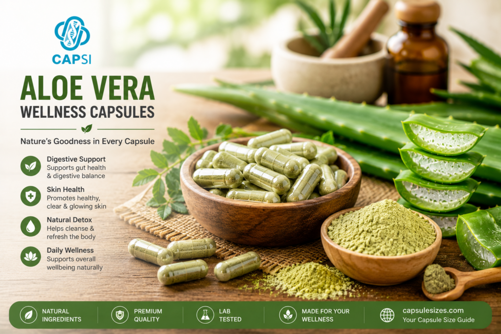 Aloe vera wellness capsules with natural ingredients