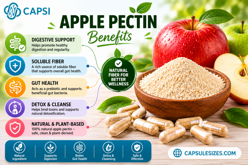 Apple pectin supplement benefits infographic