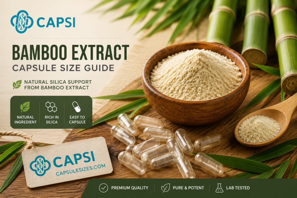 Bamboo extract powder and empty capsules for capsule size guide