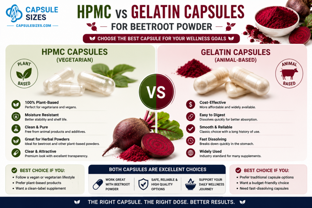 HPMC versus gelatin capsules for beetroot supplements