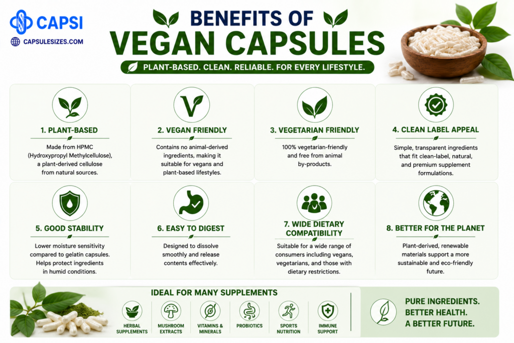 Benefits of vegan capsules infographic