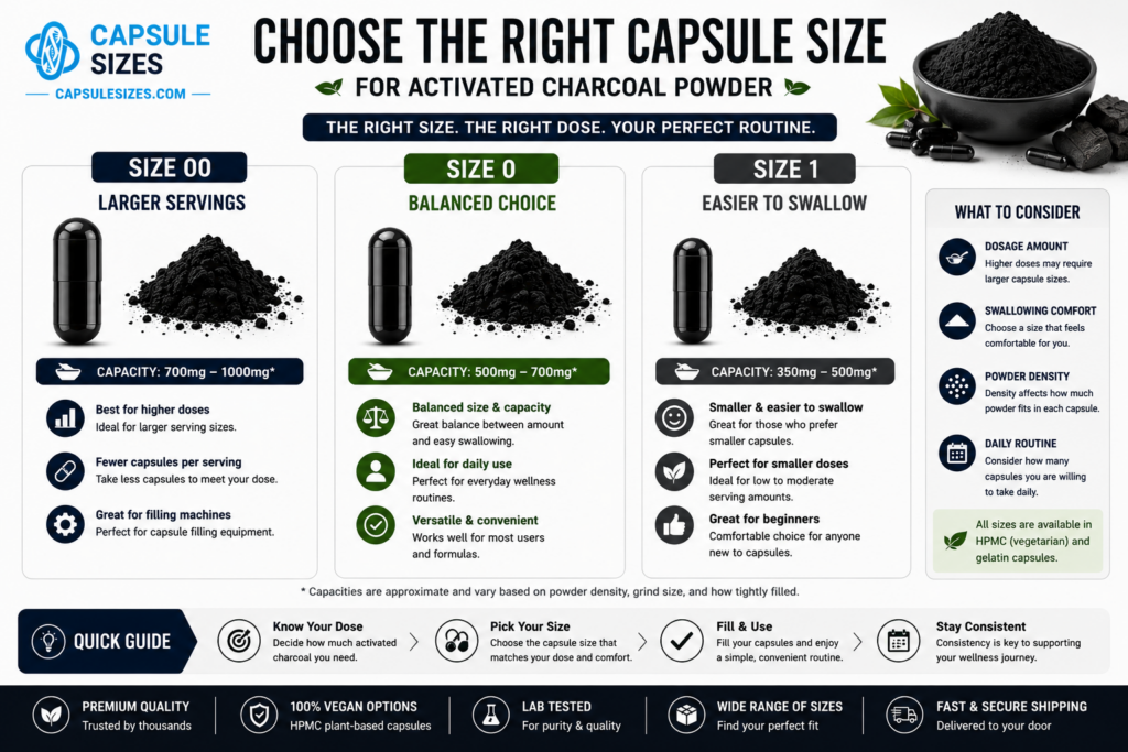 Guide to choosing the best capsule size for activated charcoal powder