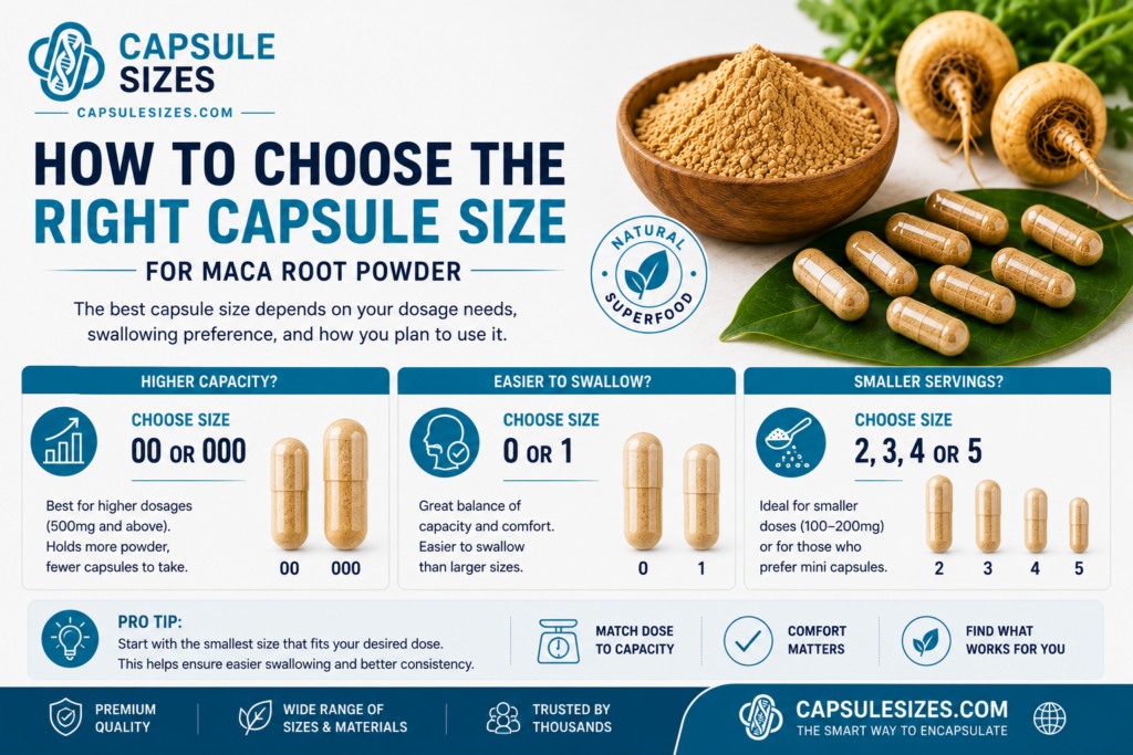 Guide to choosing the best capsule size for maca root powder