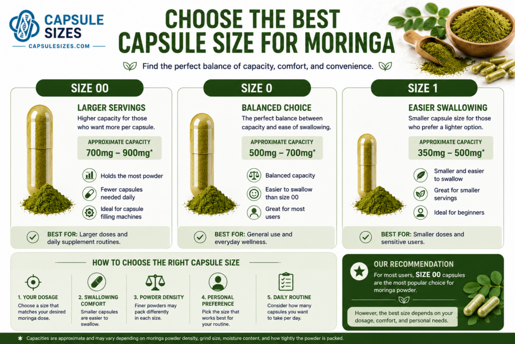 Guide to choosing the best capsule size for moringa powder
