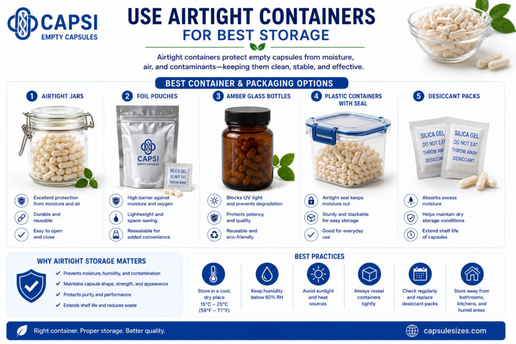 Best airtight containers and packaging options for storing empty capsules