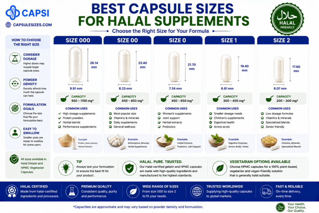 Best capsule sizes for halal supplements comparison chart