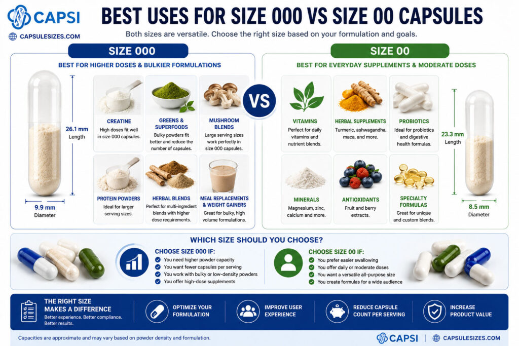 Best supplement uses for size 000 and size 00 capsules