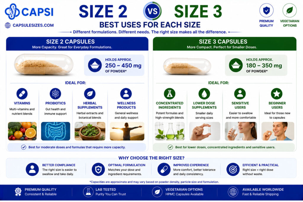 Best supplement uses for size 2 and size 3 capsules