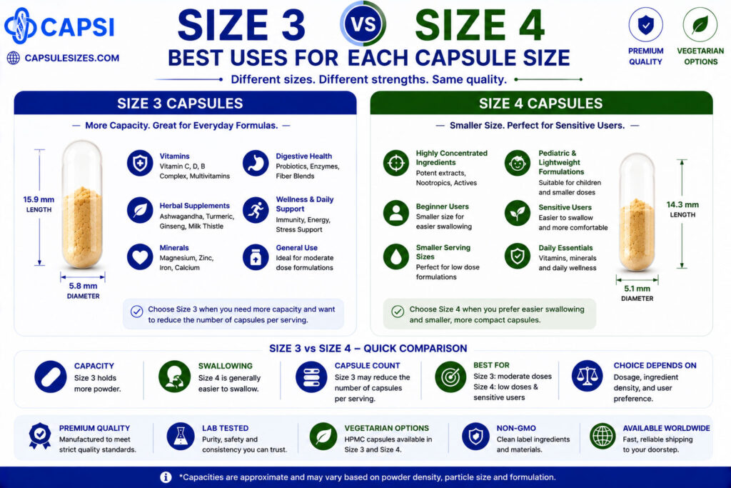 Best supplement uses for size 3 and size 4 capsules