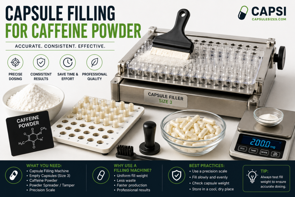 Capsule filling machine used for caffeine powder capsules