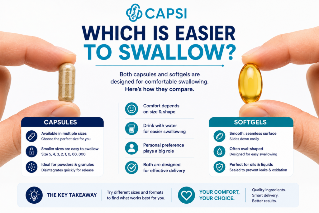 Capsule and softgel swallowing comparison