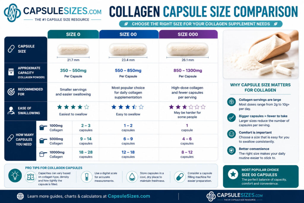 Collagen capsule size comparison chart