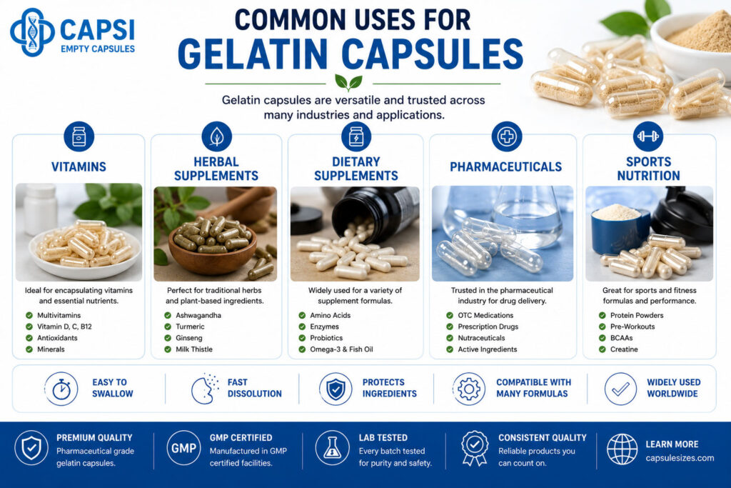 Common uses for gelatin capsules in vitamins and supplements