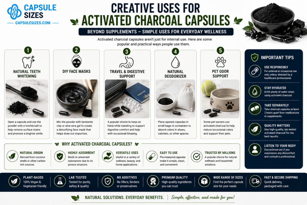 Daily wellness routine using activated charcoal capsules