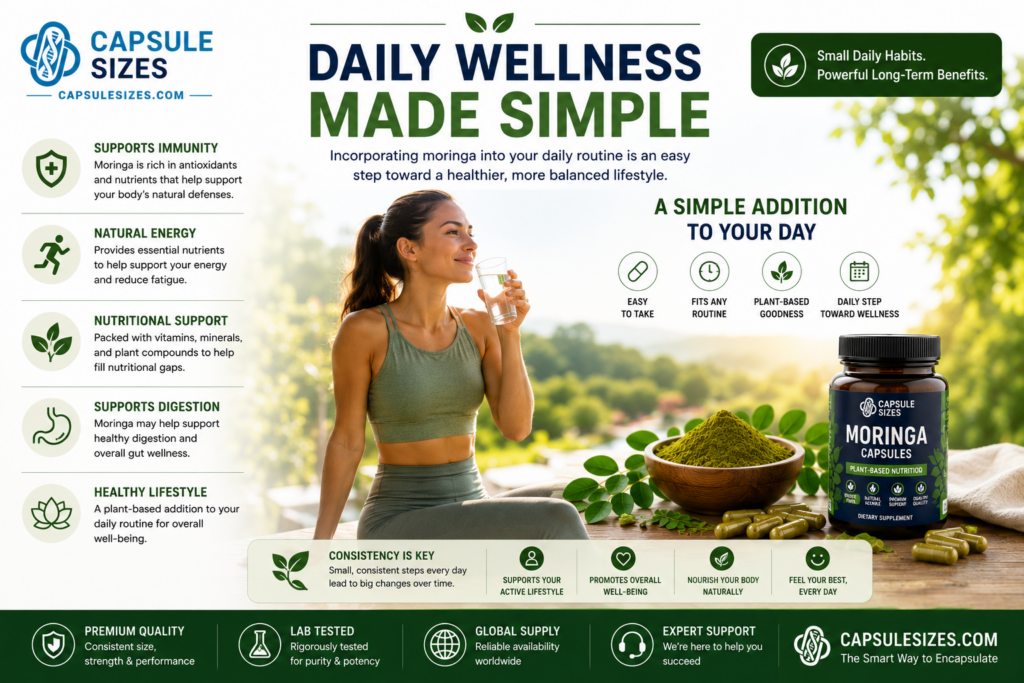 Daily wellness routine using moringa capsules