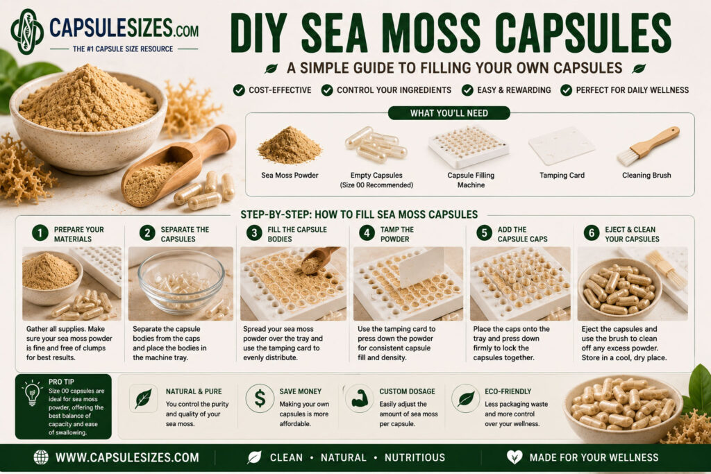 DIY sea moss capsule filling guide