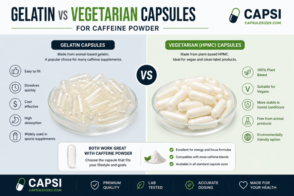 Gelatin vs vegetarian caffeine capsules comparison