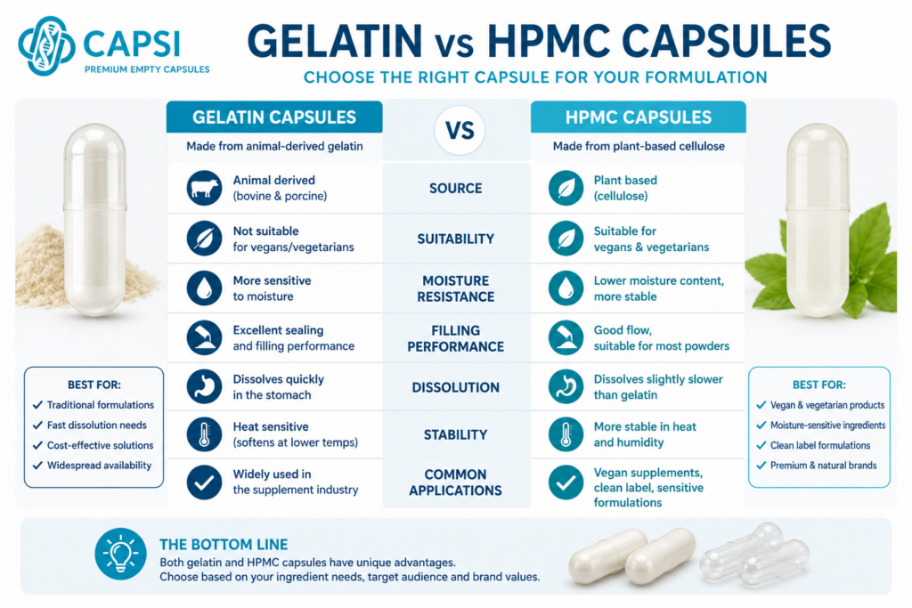 Gelatin and HPMC capsule comparison guide