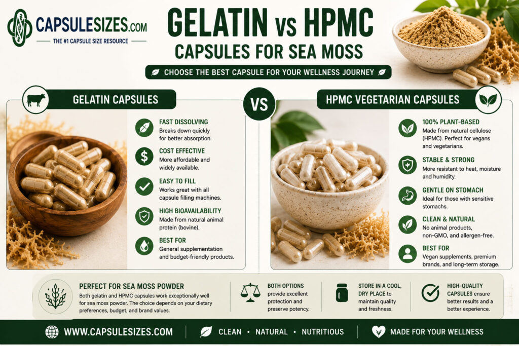 Gelatin vs vegetarian capsules for sea moss