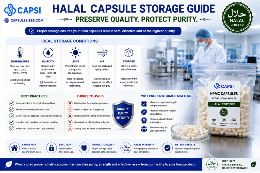Proper storage conditions for halal empty capsules