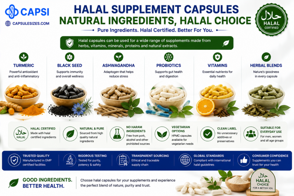 Examples of halal supplement ingredients in capsules