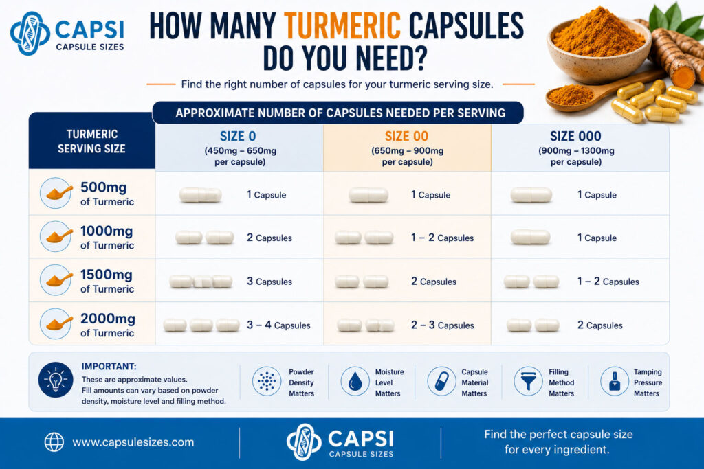 How many turmeric capsules are needed per serving