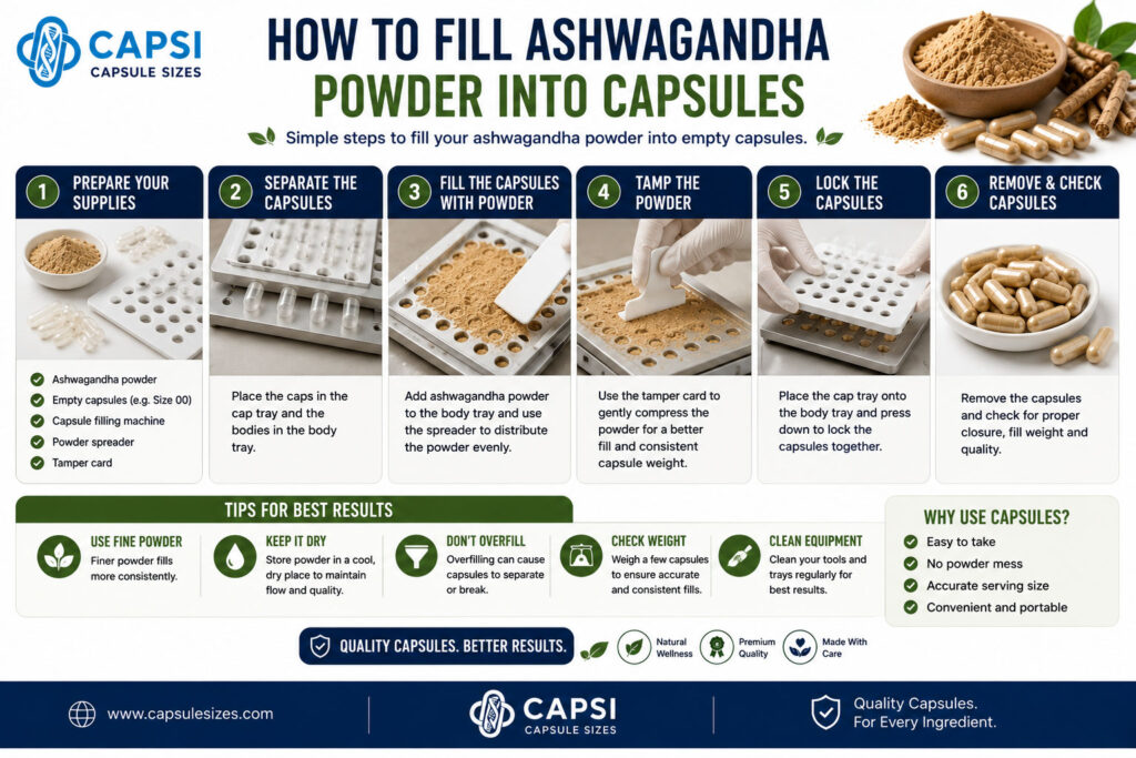 How to fill ashwagandha powder into empty capsules
