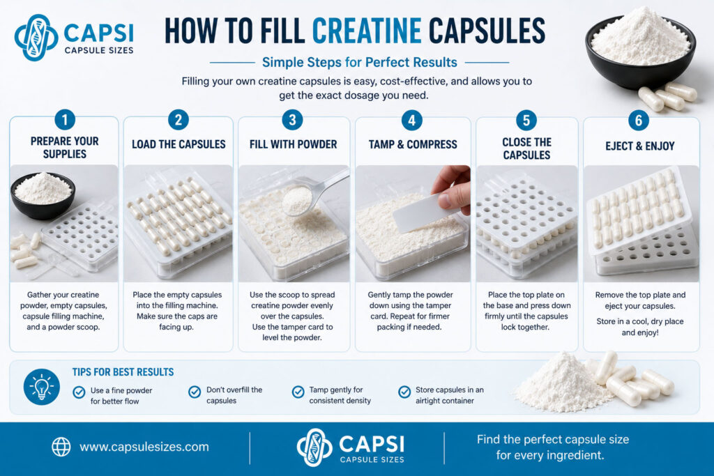 How to fill creatine powder into empty capsules using a capsule filling machine