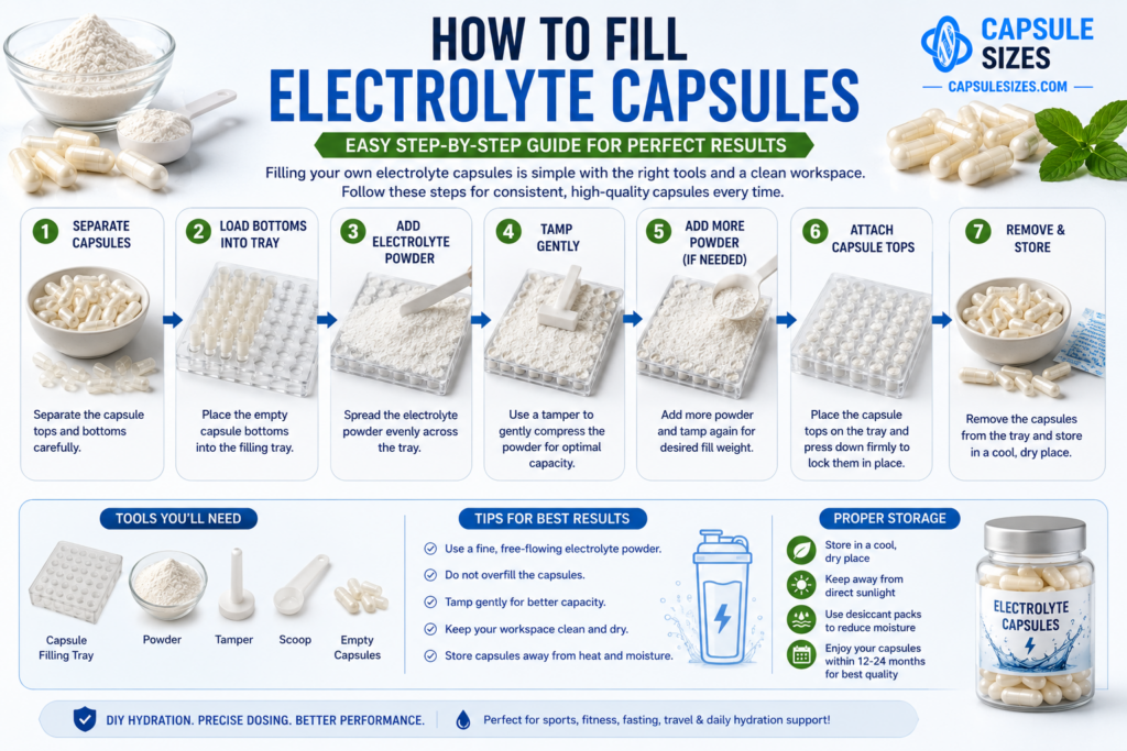 How to fill electrolyte capsules using empty capsules