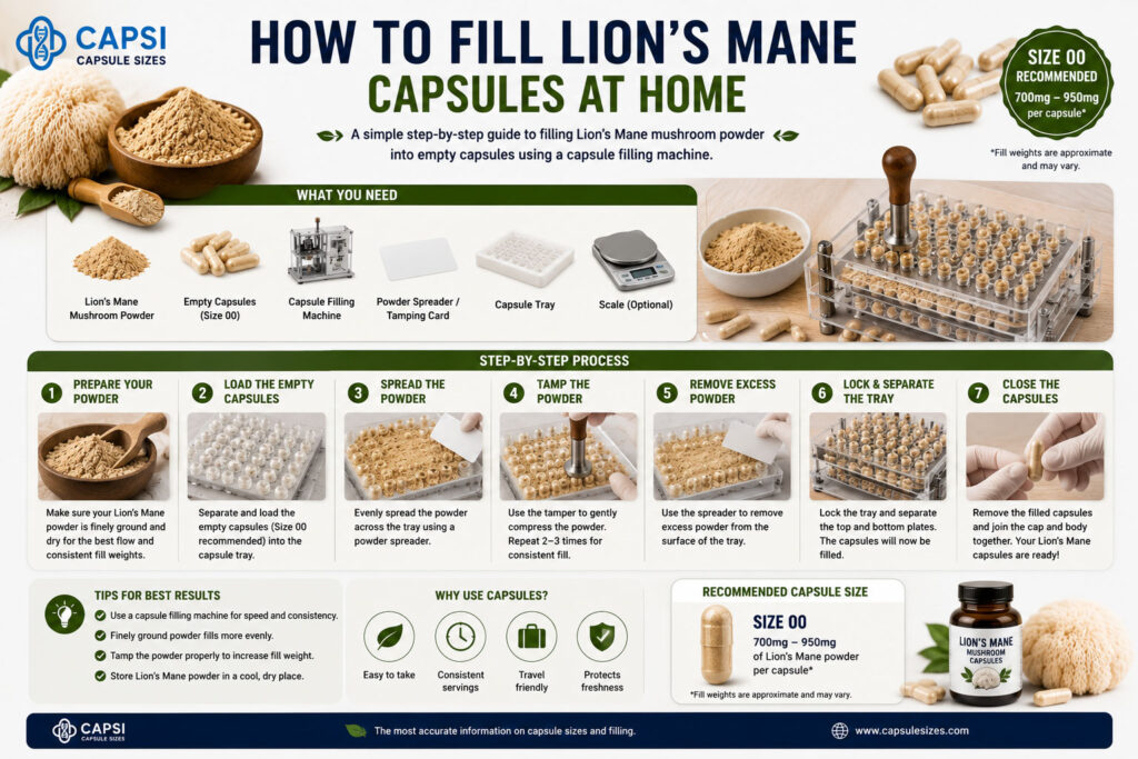 How to fill Lion’s Mane mushroom powder into empty capsules