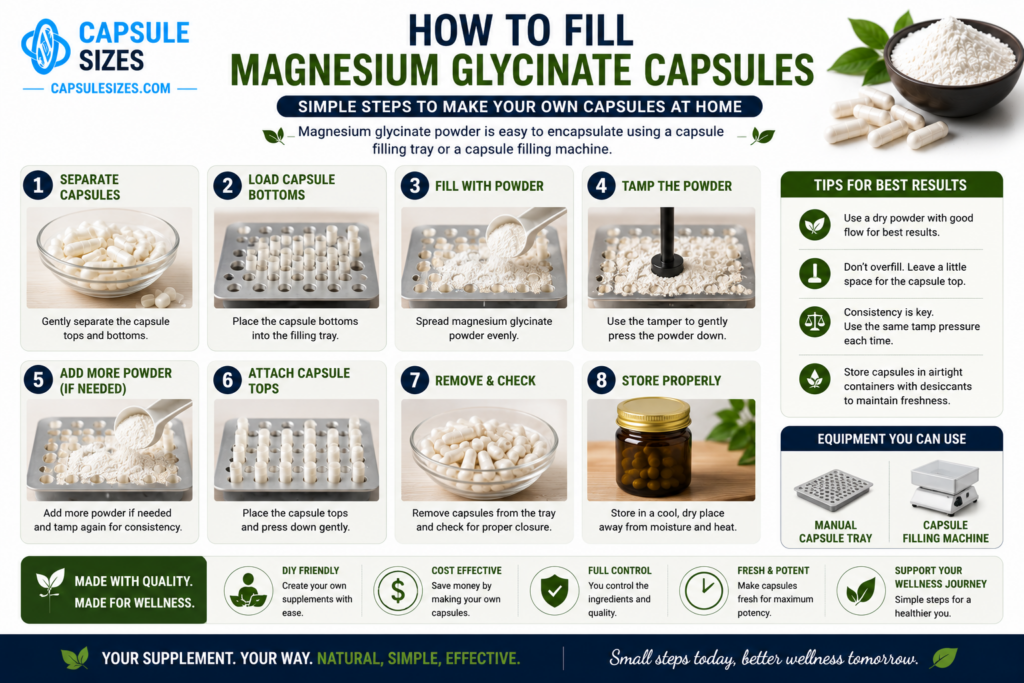 How to fill magnesium glycinate capsules using empty capsules