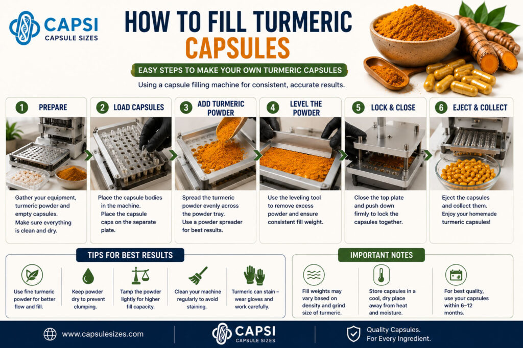 How to fill turmeric powder into empty capsules