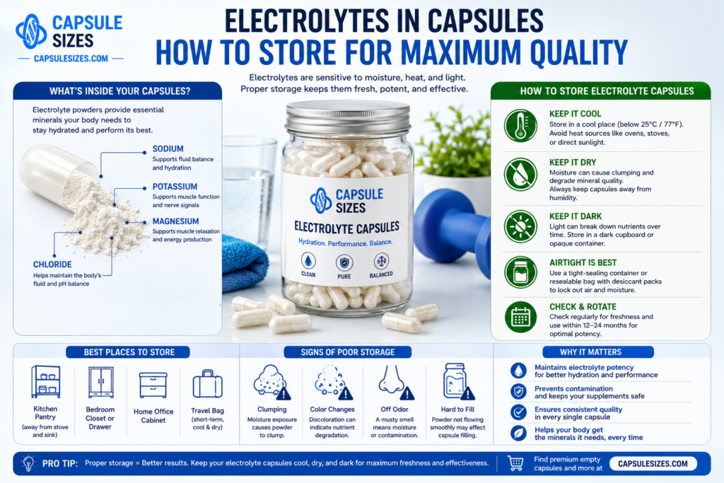 how to store electrolytes in capsules for maximum quality