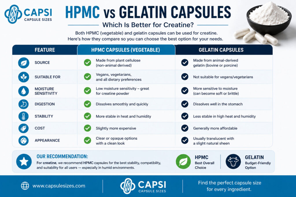 HPMC vs gelatin capsules for creatine supplements