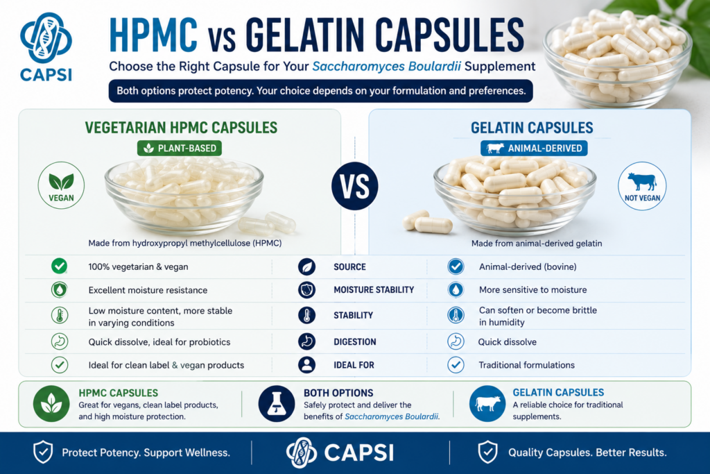 Vegetarian HPMC vs gelatin capsules for probiotics