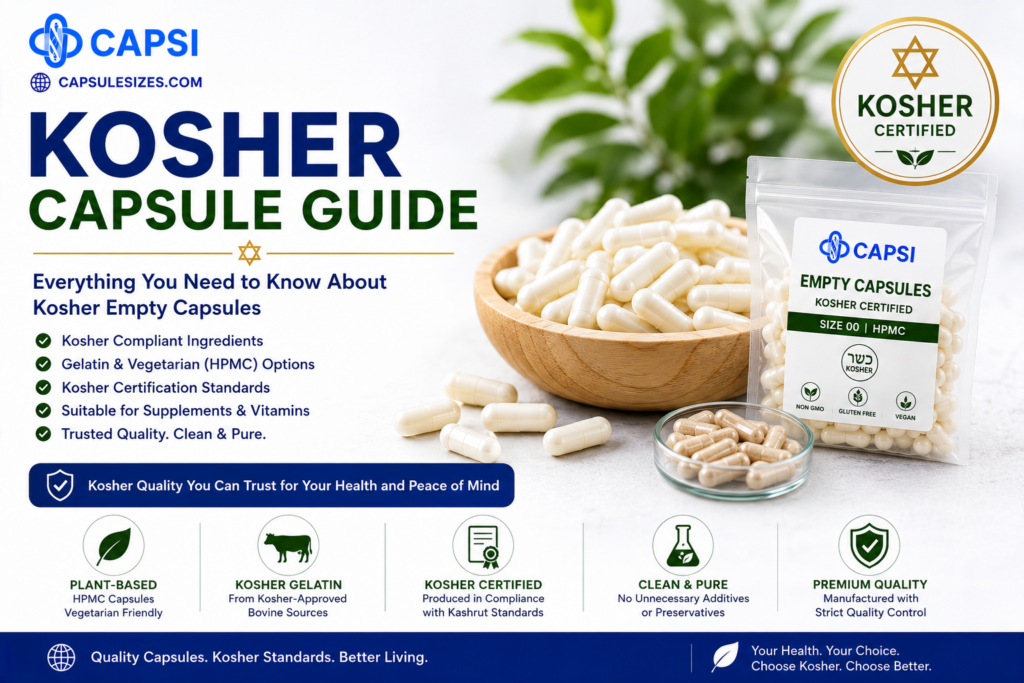 Kosher capsule guide with kosher-certified empty capsules