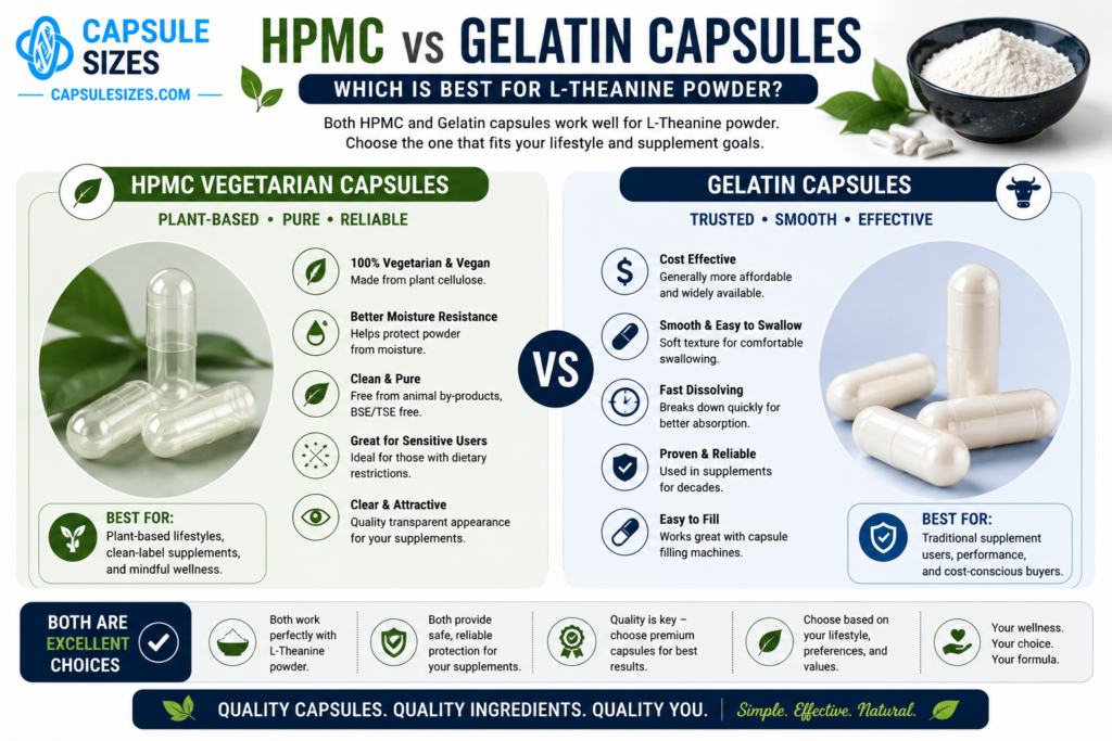 HPMC versus gelatin capsules for L-Theanine powder