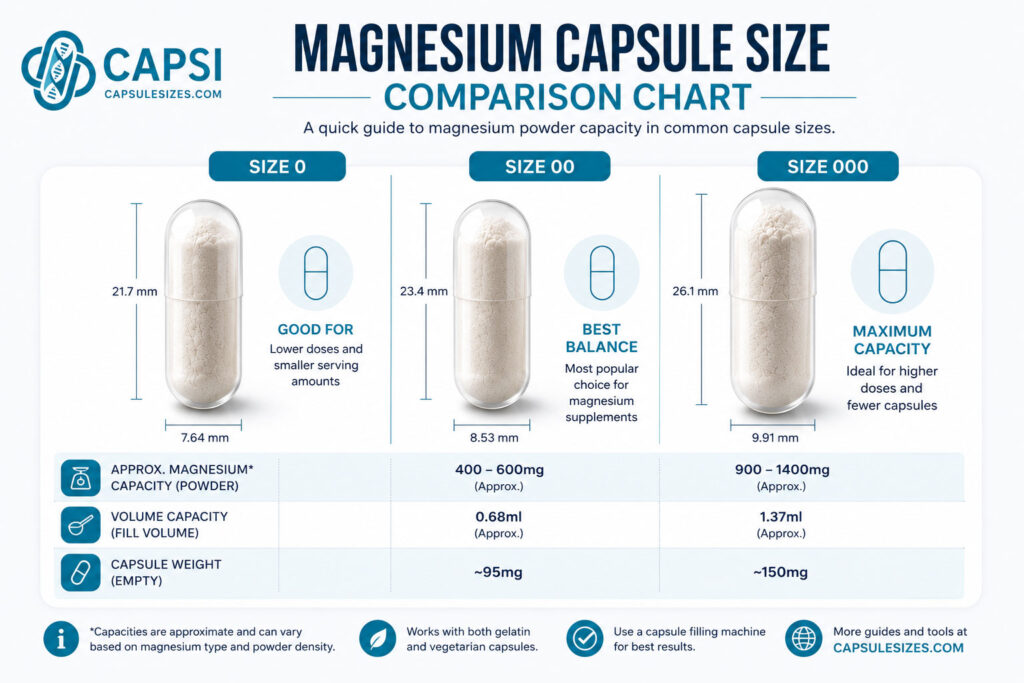 Magnesium capsule size comparison chart