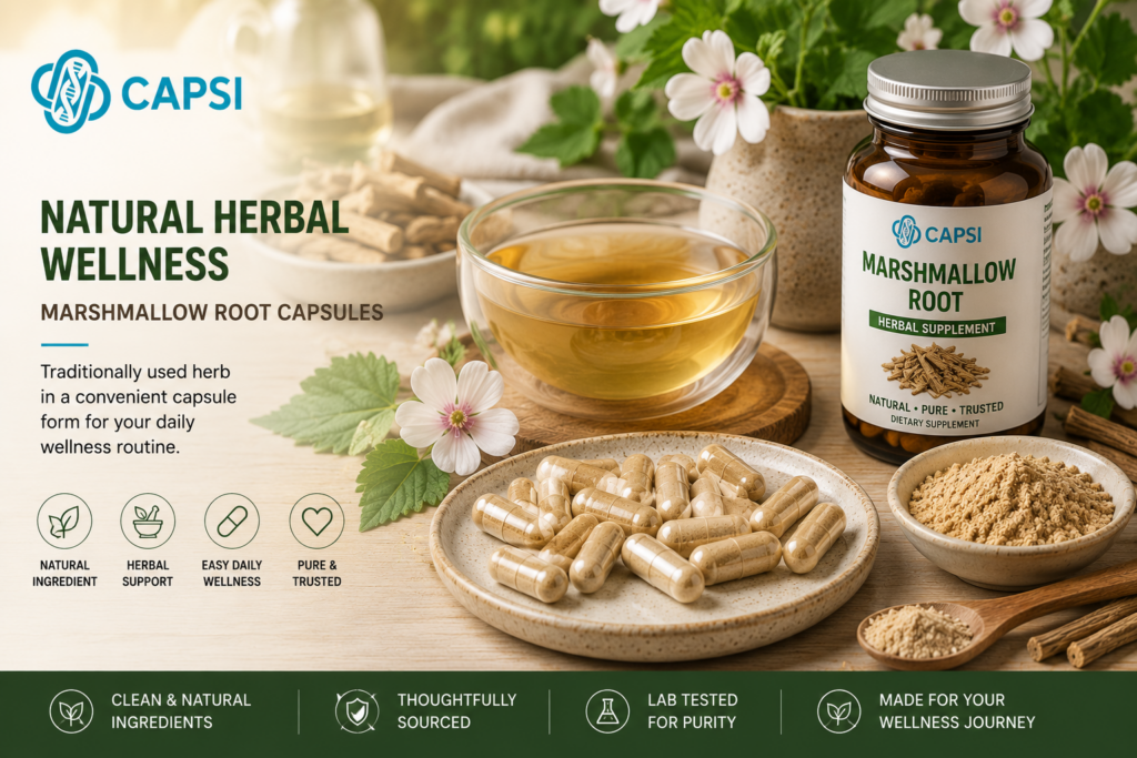 Herbal marshmallow root supplement lifestyle image