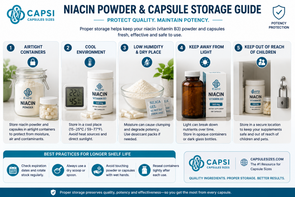 Proper storage guide for niacin powder and capsules