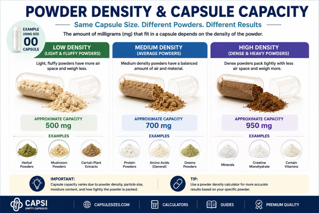 How powder density affects capsule fill weight and mg capacity