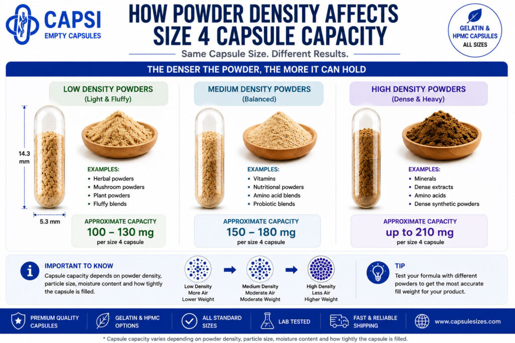 How powder density affects size 4 capsule capacity