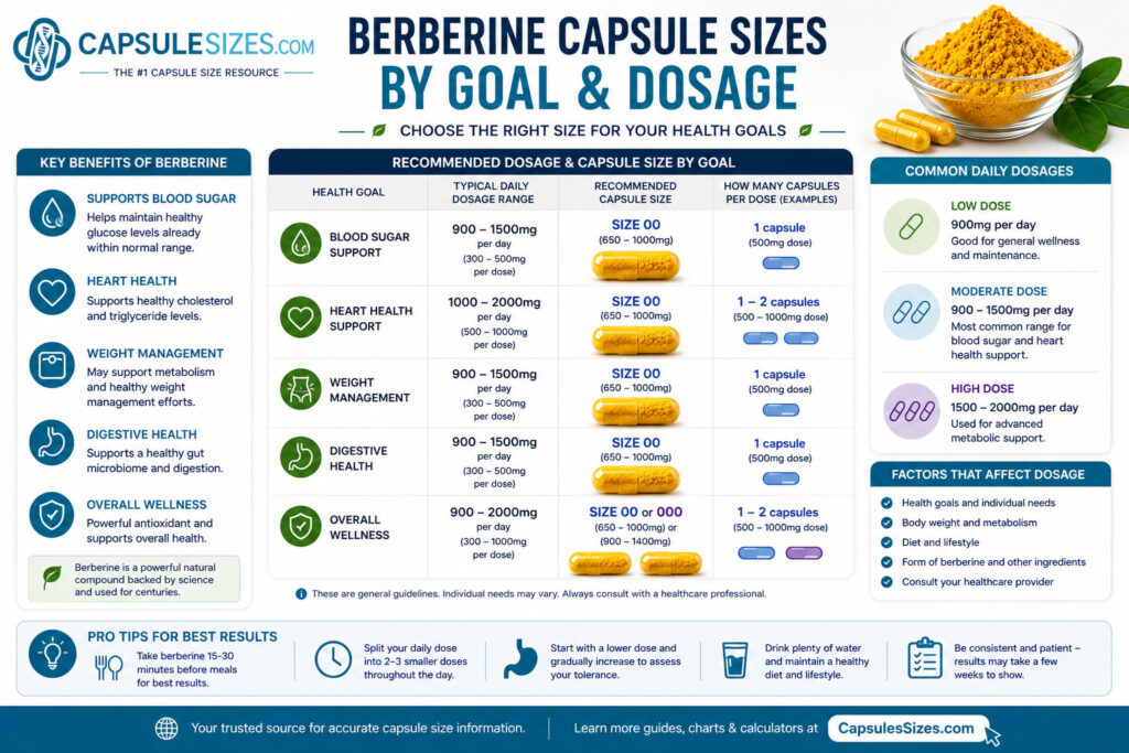 Premium berberine capsules and capsule sizes
