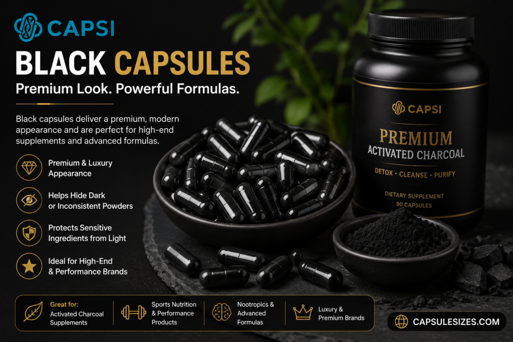 Premium black empty capsules for supplements