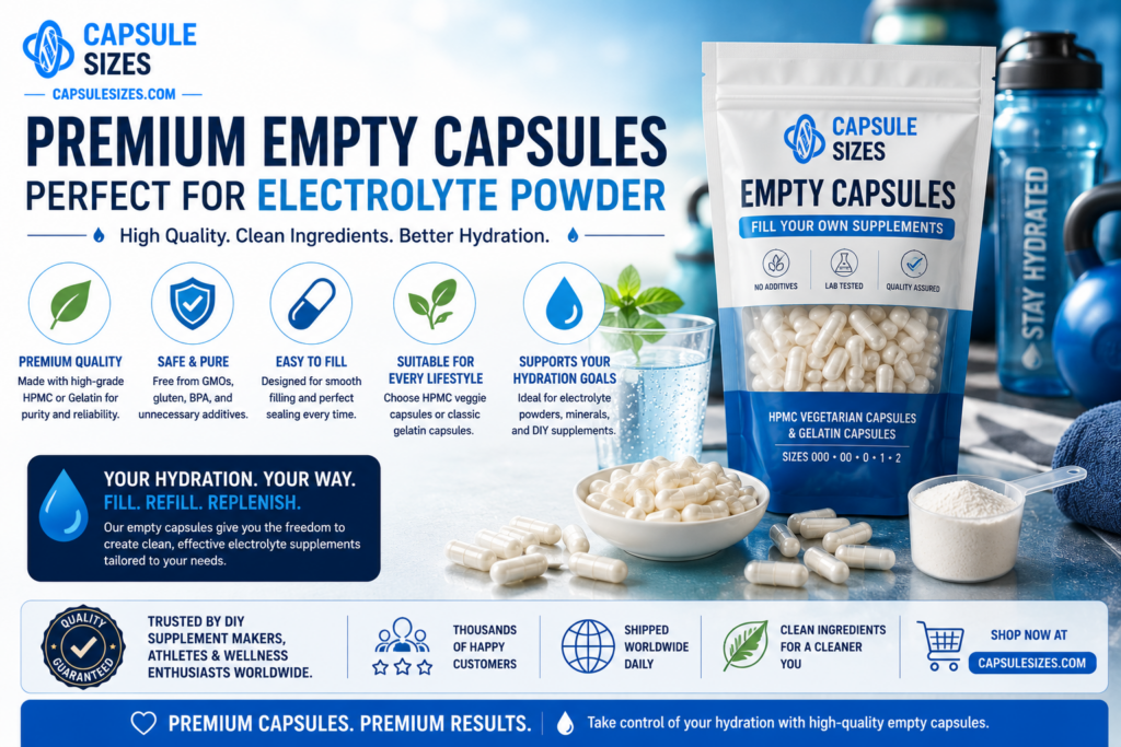 Premium empty capsules for electrolyte powder