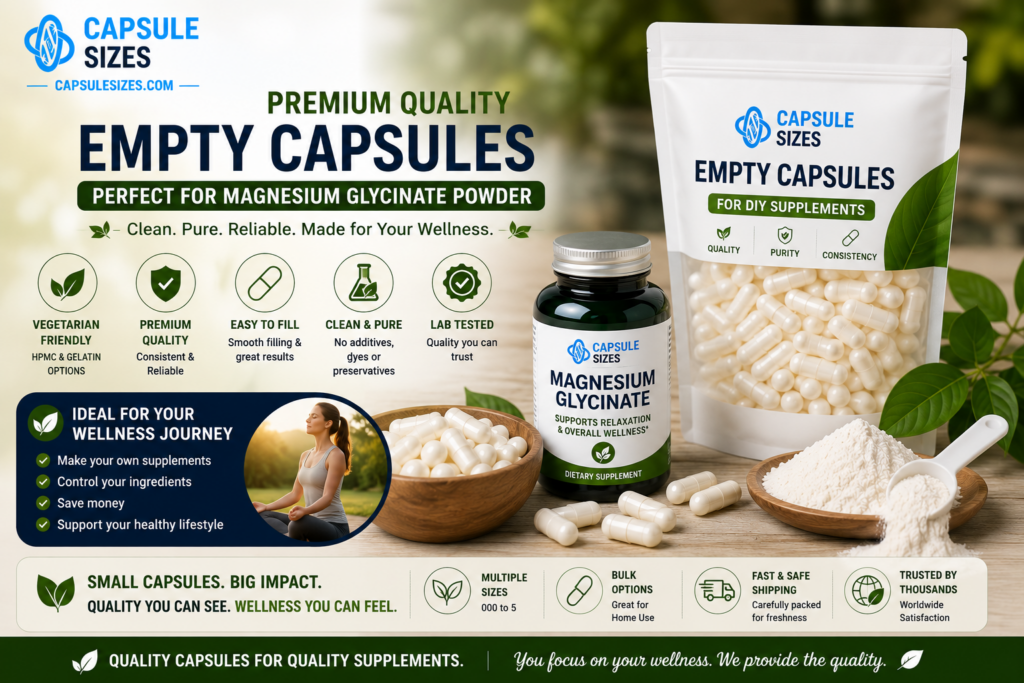 Premium empty capsules for magnesium glycinate powder