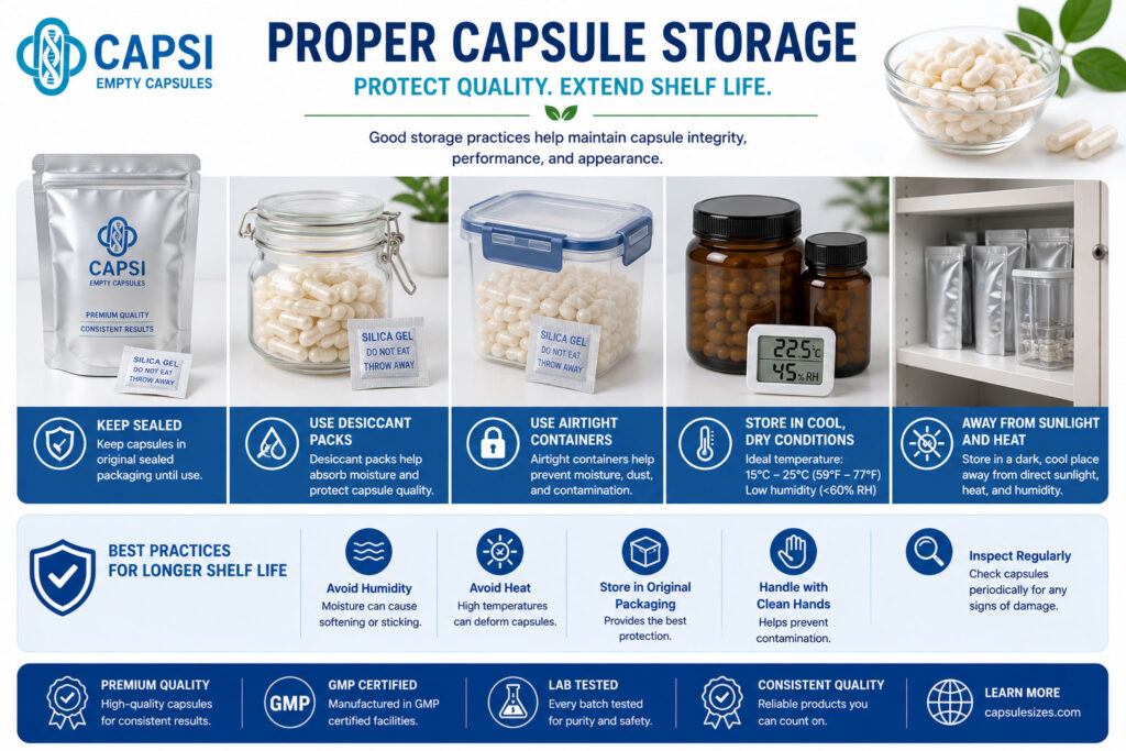 Proper storage methods for extending empty capsule shelf life