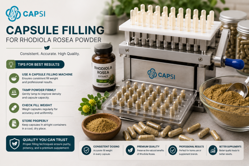 Capsule filling machine for Rhodiola Rosea powder